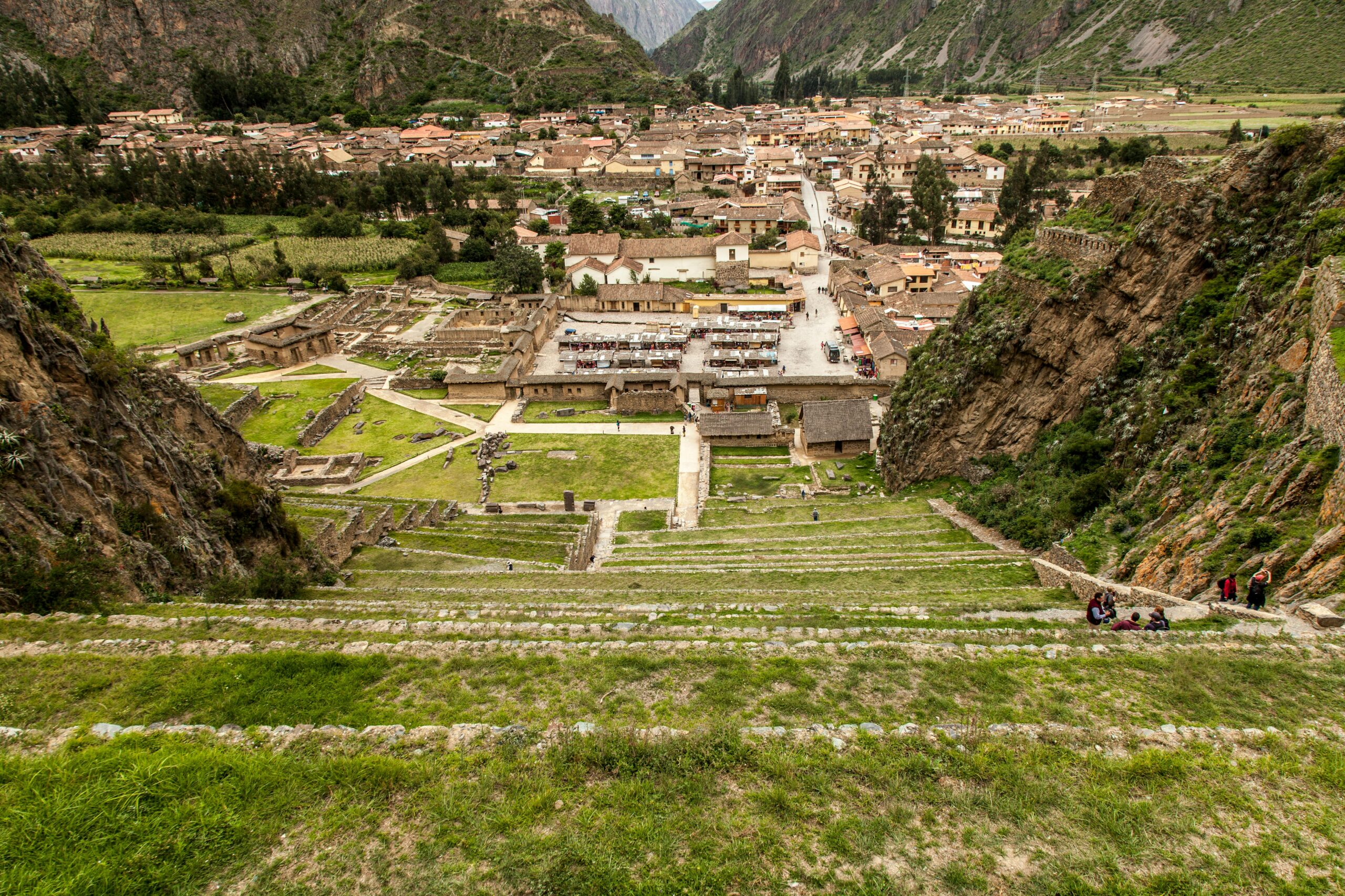 View of the Sacred Valley of the Incas in the Andes of Peru